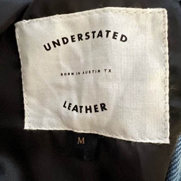 Free People Understated Leather Studded Western Denim Moto Jacket Medium Women’s - Picture 4 of 6